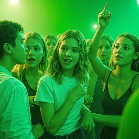 teenagers partying in green