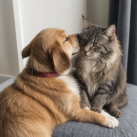 Cat hug dog