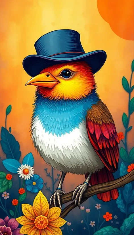 bird wearing hat