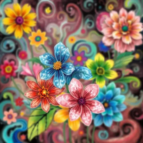 trippy flower paintings