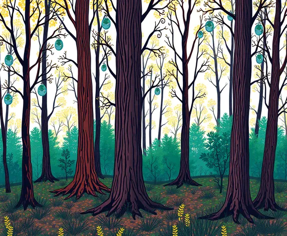 ovals drawings forest