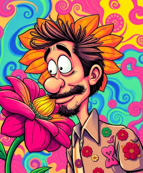 man smelling flower billy