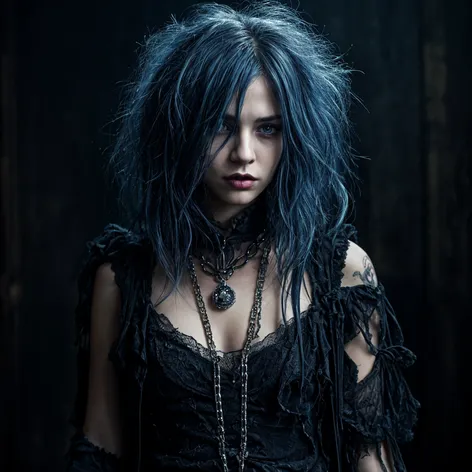 gothic blue hair girl