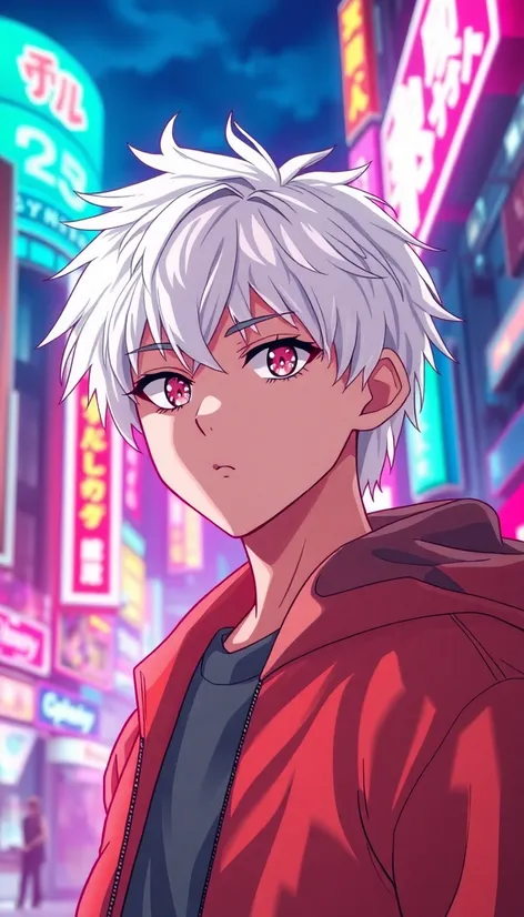 anime white hair boy