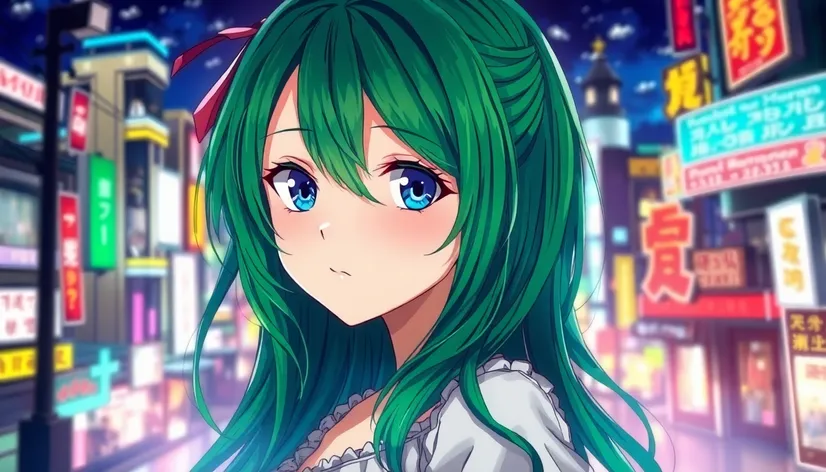 green haired anime girl