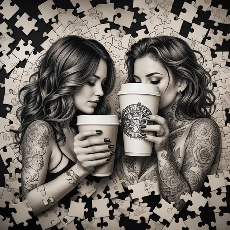 couple tattoo coffee design