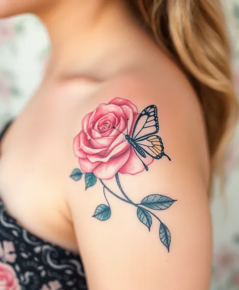 rose and butterfly tattoo