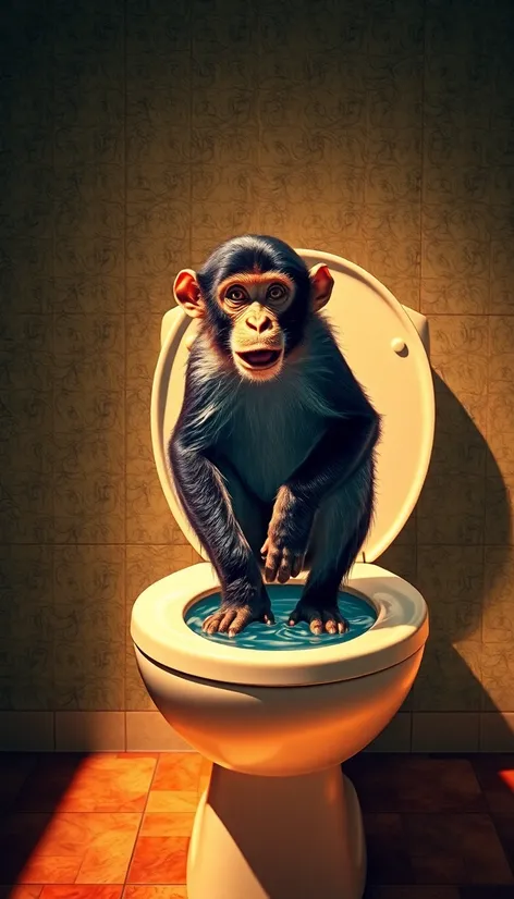 monkey on a toilet