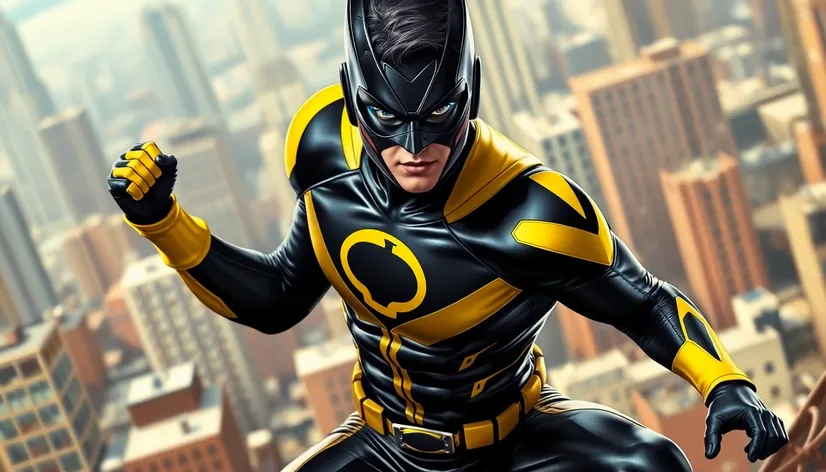 black and yellow superhero