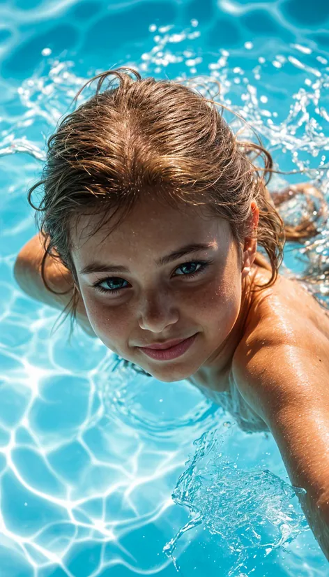 A girl swimming in