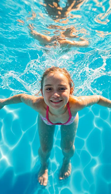 A girl swimming in