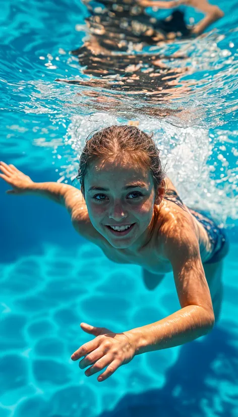 A girl swimming in