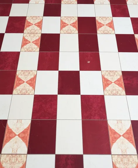 checkered floor tile maroon