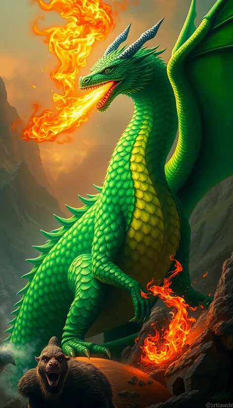 green dragon fantasy art