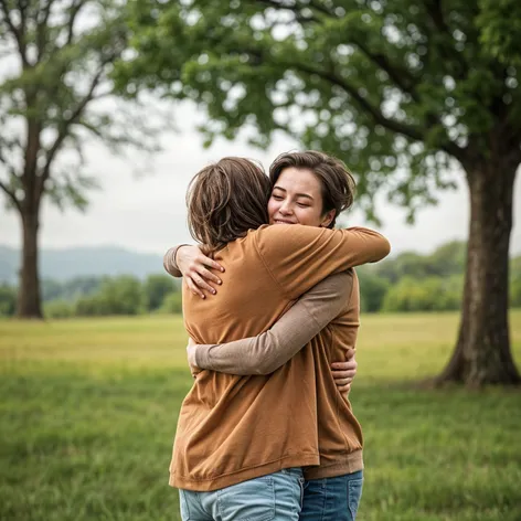 Hugging each other