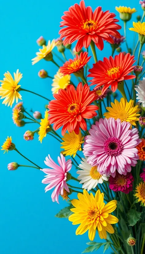 blue background with flowers