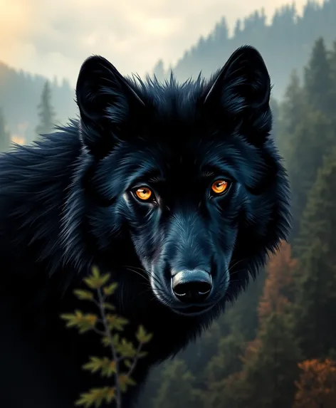 black wolf yellow eyes