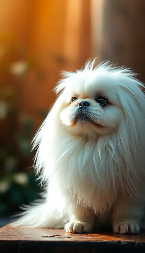 fluffy white pekingese