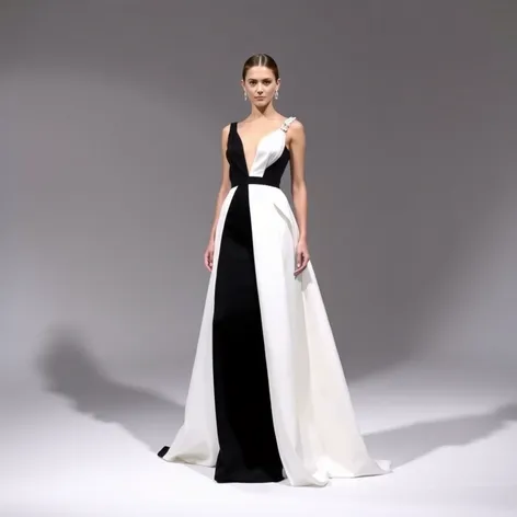 black and white gown