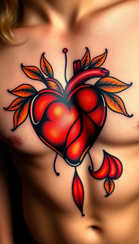 heart chest tattoo