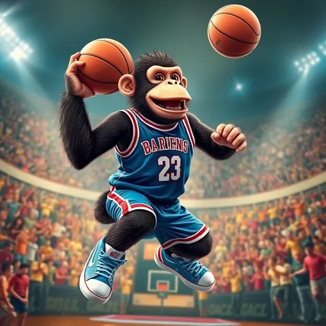 monkey playing basketball