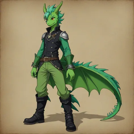 Anthro green male dragon