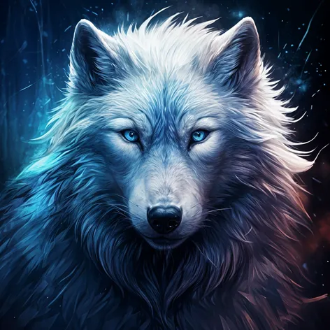 Wolf, blue eyes, white