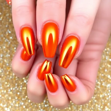 orange chrome nails