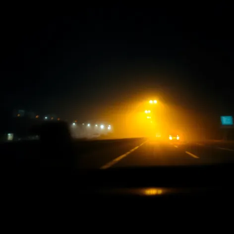 foggy night car view