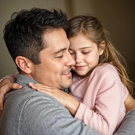 Father daughter embrace for