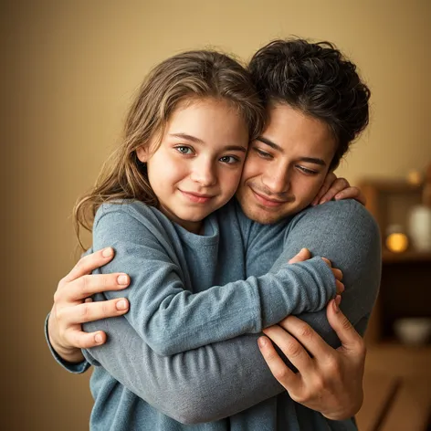 Father daughter embrace for