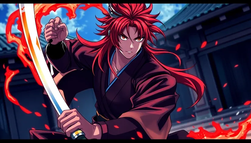 red haired samurai anime