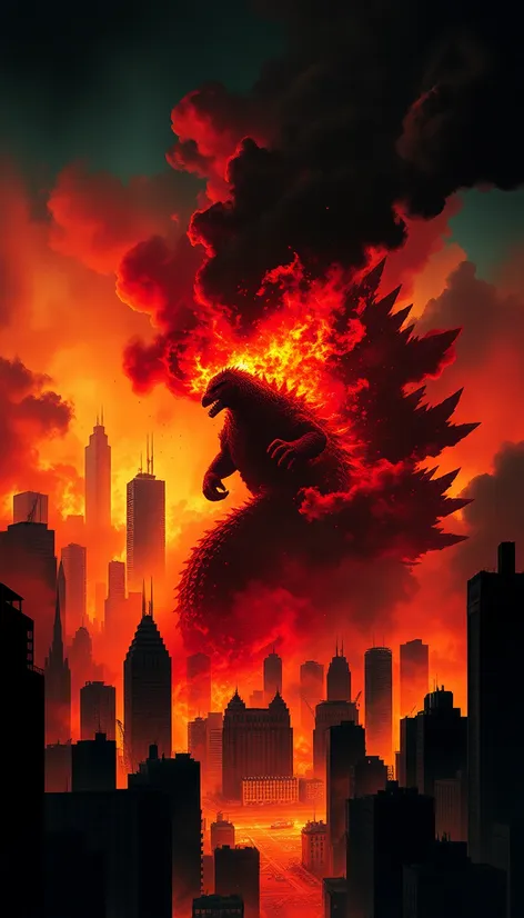 burning godzilla art