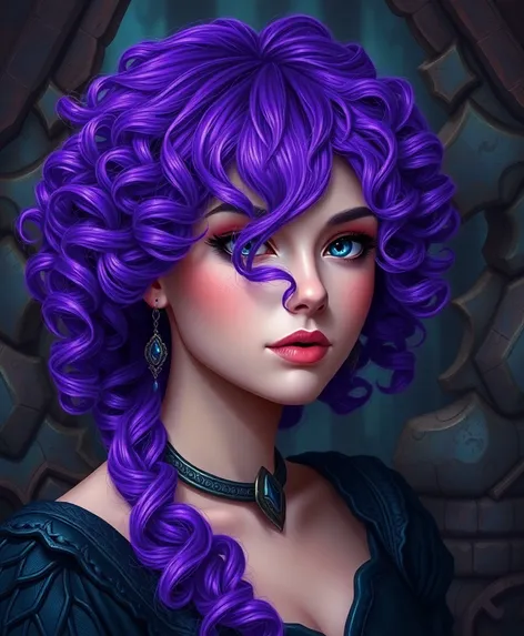 purple hair curly