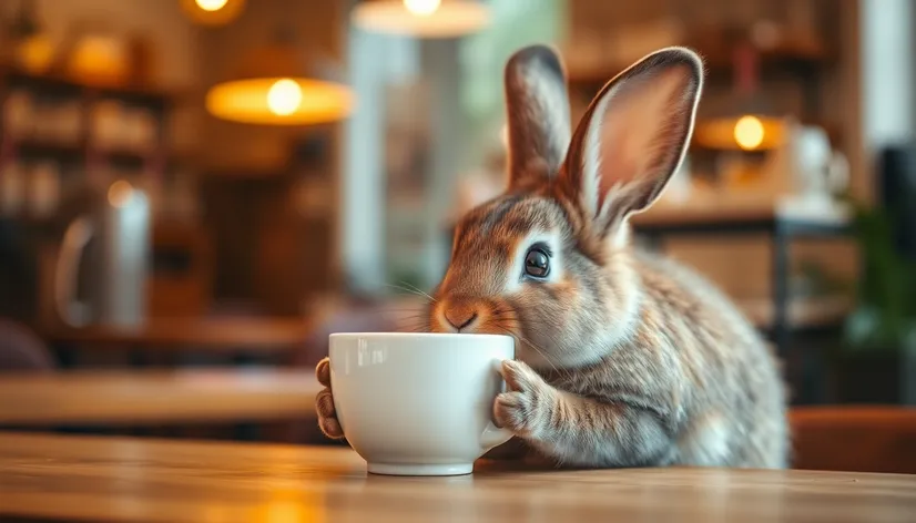 bunny drinking coffee