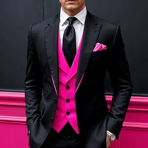 Black and pink suit