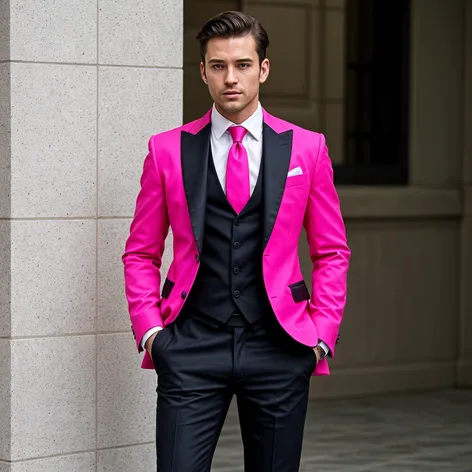 Black and pink suit