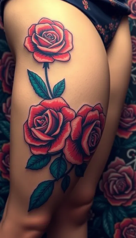 tattoo on thigh roses