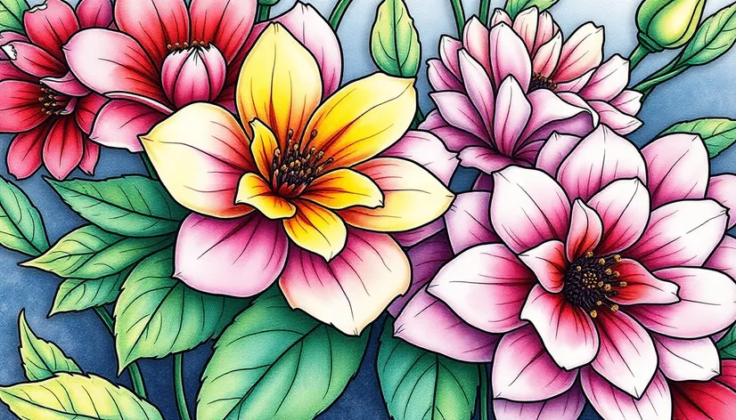 realistic flower coloring pages