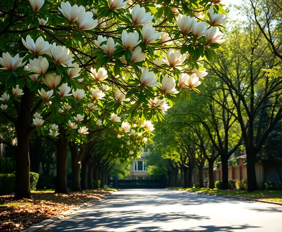 magnolia tree lined driveway