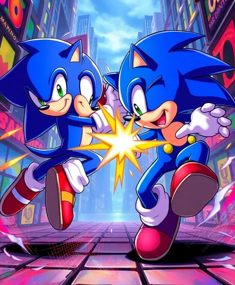 sonic and mario fighting