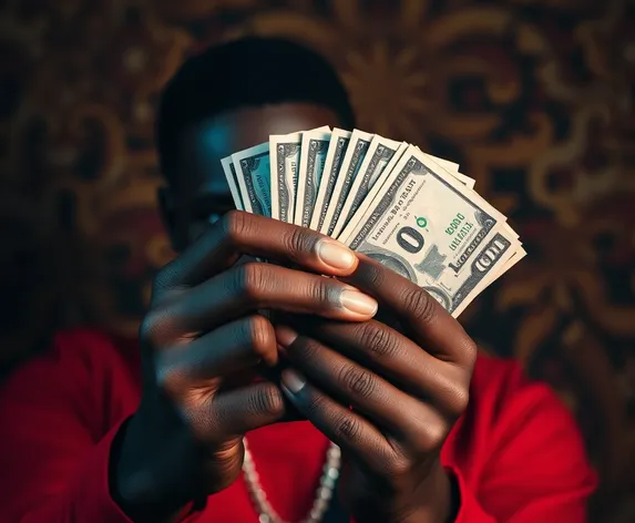 black person holding money