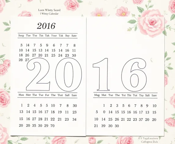 2016 calendar 2016