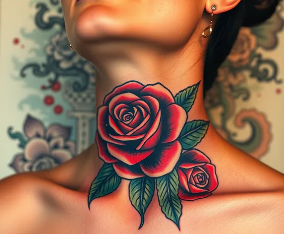 rose neck tattoo