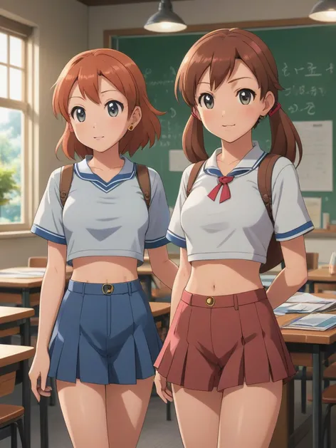 standing, ((classroom)), (((3 girls))),