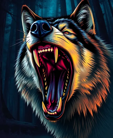 wolf open mouth