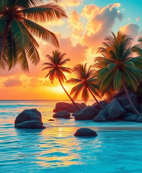 sunset tropical islands