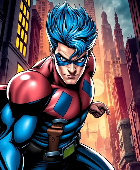 superhero with blue hair