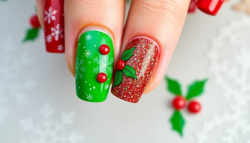 christmas nail design red