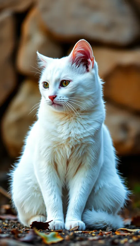 sitting white cat